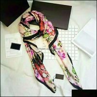 Wholesale Scarves Wraps Hats Gloves Fashion Accessories European Style High Quality Silk Scarf Lady Designer Summer Thin Cm Wi