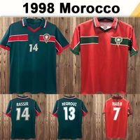 Wholesale 1998 Morocco National Team Mens RETRO Soccer Jerseys BASSIR M HADJI ABRAMI NEQROUZ OUAKILI Home Football Shirt Short Sleeve Adult Uniforms