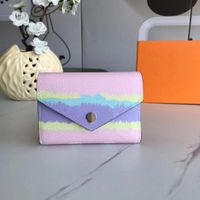 Wholesale 2020 Fresh Designer Wallet With Gift Box Women s Summer Escale Victorine Wallet Shibori Tie Dye Envelope Style Small Wallets Fashion Purse