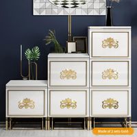 Wholesale Wall Stickers Dressing Table Cabinet Mirror Decoration Sticker Self adhesive Acrylic D Furniture Corner Gold Decor