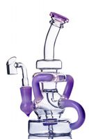 Wholesale Feb Egg Bong Purple Glass Water Pipe Klein Reycler Oil Rigs Dab Heady Glass Water Bongs Function Hookahs Shisha With mm banger