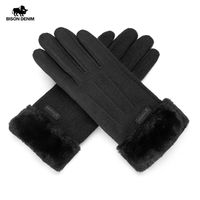 Wholesale BISON DENIM Genuine Wool Winter Warm Women Gloves Touch Screen Thicken Windproof Fashion Gloves for Women High Quality S045