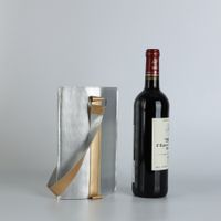 Wholesale Silver PU leather Thermal Insulated Wine Carrier Bag Gift Bottle Holder Pouch Blank Single Wine Cooler Holder