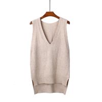 Wholesale 2021 New Autumn Cashmere Knitted Women Both Sides Split Loose Vest Waistcoat Female Poncho Pull Sleeveless Pullover Sweater Ji0y