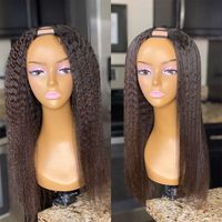 Wholesale Kinky Straight U Part Wig Human Hair Wigs For Black Women Brazilian Remy Hair Density Italian Yaki x4 Middle Part Wigs