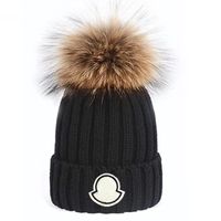 Wholesale High quality Winter caps Hats Women and men Beanies with Real Raccoon Fur Pompoms Warm Girl Cap snapback pompon beanie colors
