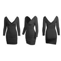 Wholesale womens fashion dresssexy slim V neck long sleeve hip size dress AN2HYXYdd