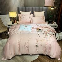Wholesale Luxury embroidery Bedding Set egyptian cotton Bed Linens Bed Sheet Set butterfly Bedclothes Queen King Size cover pcs1
