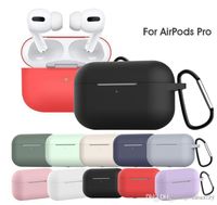 Wholesale DHL Newest Thick Liquid Silicone Case Waterproof for Apple AirPods Pro with Metal Buckle Colors Optional Earpbuds Case