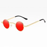 Wholesale Sunglasses Trending Wide Bridge Retro Rock Punk Women Vintage Small Round Clear Red Sun Glasses UV4001