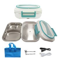 Wholesale 2 in Dual Use V V Stainless Steel Electric Lunch Box Food Heating Warmer Container Home Car Heater Portable Bento Box T200902