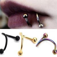 Wholesale 1Pair Shape Surgical Steel Spiral Twisted Lip Ring Nose Rings Gauge Ear Cartilage Helix Piercing Body Accessories Jewelry
