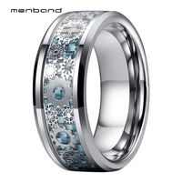 Wholesale Unique mm Tungsten Carbide Rings Wedding Band Steampunk Gear Wheel Blue Carbon Fiber Inlay Fashion Jewelry Comfort Fit