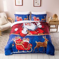 Wholesale WUJIE D Santa Claus Pattern Duvet Cover Set Comforter Pillowcase Bedding Linens King Queen Twin Size Christmas Decorations