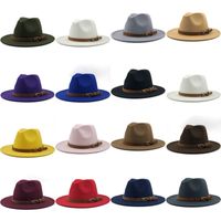Wholesale Leather Buckle Fedora Gentleman Top Hat Wool Suede Jazz Winter Mens Trilby Cap Outdoor Fashion Elegant Multi Color xg G2