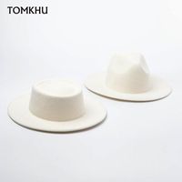 Wholesale Stingy Brim Hats Wool Felt White Wide Fedoras For Wedding Party Hat Fedora Women Winter Floppy Sombrero Mujer1