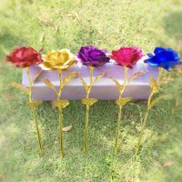 Wholesale Valentine s Day Decorative Rose Christmas K Gold Leaf Rose Artificial Flowers Couples Lovers Boy Valentine s Day Rose Party Gift E120304