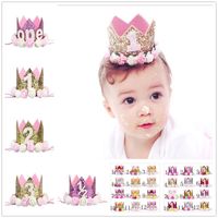 Wholesale Crown Baby Headbands Girls Birthday Party Hairs Accessories Milky White Gold Silver Plated Figures Kids Flower Fashion Hair Band jm G2