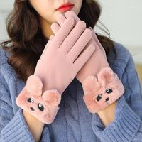 Wholesale Five Fingers Gloves MISSKY Woman Winter Cute Windproof Hand Wear Lovely Thick Warm Wind Proof Suede Fabric Telefingers1