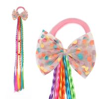 Wholesale 8PCS NEW inch Lace Yarn glitter Bowknot Twist Wig Headband Elastic Hairband Hair Hoop Kids Holder Baby Girls Hair Accessories