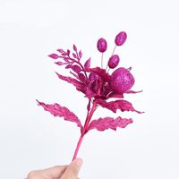 Wholesale Christmas Decorations DIY Cuttings Artificial Flowers Heart Glitter Poinsettia Home Ornaments Festivals Tree Decoration Party Supplies1