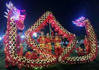 Wholesale LED Light dragon dance mascot costume golden KID Green size m playerrs Children folk parade outdoor game living china special culture holiday Carnival