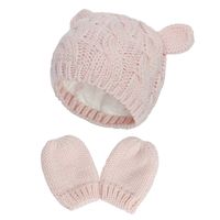 Wholesale Free DHL New Colors INS Baby Kids Boys Girls Beanies with gloves Pieces Set Fleece Blank Knitted Winter Children Caps Rabbit Hats K2