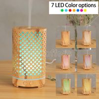 Wholesale 200ML Ultrasonic Air Humidifier Hollow out aromatherapy Machine USB Wood Grain Aroma Essential Oil Diffuser with Colors LED Light