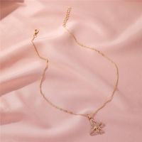 Wholesale 2020 Retro Fashion Butterfly Pendant Necklaces Hollow Out Diamond Clavicle Chain Women Insect Metal V Neck Jewelry Accessories