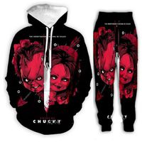 Wholesale New Men Womens Horror Movie Child s Play Chucky Funny D Print Fashion Tracksuits Hip Hop Pants Hoodies MH0229