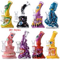 Wholesale Unique Hookahs Octopus Heady Glass Bong Showerhead Perc Percolator Beaker Bongs Eyes Style Oil Dab Rig Wax Rigs Water Smoking Pipe Halloween Style With Bowl