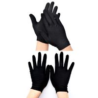Wholesale 12 Pairs Black Cotton Full Finger Working Gloves Formal Dress Parade Jewelry Inspection Protective Stretcahble Mittens