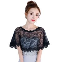 Wholesale Scarves Womens Summer Sunscreen Floral Lace Cape Wrap Crochet Sheer Pleated Wedding Bridal Shawl Shrug Evening Gown Capelet Bolero