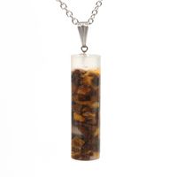 Wholesale 10 Silver Plated Cylinder Shape Garnet Stone and Resin Pendant Orgone Energy Necklace Green Aventurine Jewelry