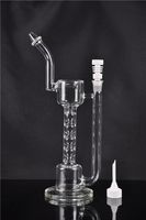 Wholesale Clear Tube Glass Bongs Recycler Dab Rig Glass Water Bongs with Ceramic Cigarette Nail glass Oil Burner Pipe