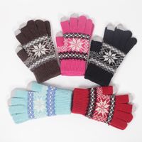 Wholesale Knitting Touch Screen Capacitive Gloves Women Winter Warm Wool Gloves Antiskid Knitted Telefingers Christmas Snowflake Glove LJJA3511