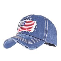 Wholesale USA Flag Cowboy Denim Washing Holes Colors Hat Baseball Caps Adjustable for Man Women Outdoor Sports Horseback Denim Hat