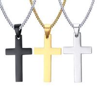 Wholesale Fashion Stainless Steel Cross Pendant Necklaces Men Religion Faith Crucifix Charm Decoration Chain For Women Jewelry Gift