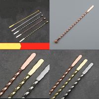 Wholesale Stainless Steel Bar Wine Mixer Thread Straight RodsSwizzle Sticks Tea With Milk Coffee Stirring Rod With Different Pattern hc J1