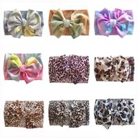 Wholesale 18 colors Baby Girls Tie dye Knot Bow Headbands Soft Boutique Stretch Leopard Hair Bands Head Wrap velvet Toddlers Newborn Turban