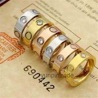 Wholesale Brand Rings ring Steel Silver Love Screw Ring Men And Rose Gold Classic Luxury Designer Jewelry Promise For Wedding Gift Crystal Anello Nice