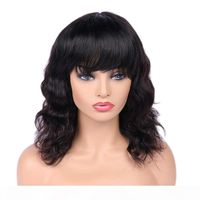 Wholesale Full Chinese Bang Lace Wig Human Hair Virgin Brazilian Glueless Lacefront Pre Plucked Body Wave Lace Wig With Bangs For White Women