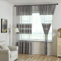 Wholesale Curtain Drapes Flat Built in Cortina Tulle For Living Room Window Screen Fabric Black White grey Sheer Curtains Bedroom