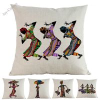 Wholesale Cushion Decorative Pillow Africa Ethnic Folklore Music Dance Life Collection African Woman Beautiful Clothing Case Home Decoration Cushion C