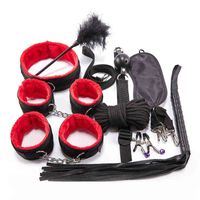 Wholesale NXY Adult Toy Set Sm Sex Toys for Women Men Handcuffs Nipple Clamps Whip Spanking Silicone Anal Plug Butt Bdsm Vibrator Bondage