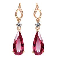 Wholesale Pairs Gold Plated Water Drop Red Tourmaline Stud Earrings for Women Citrine Crystal Jewelry
