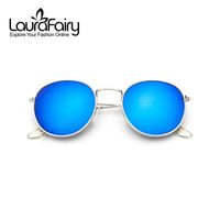 Wholesale Sunglasses Laura Fairy Retro Classical Metal Round Style Magold Silver Frame Flash Mirror Lens Women Fashion Highend UV400