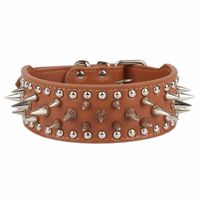 Wholesale Dog Collars Leashes PipiFren Spiked Big Dogs Accessories Belt Supplies For A Small Large Necklace Leather Pets Collar Accessoire Chien1