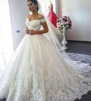 Wholesale 2021 plus size wedding dresses a line Luxury Lace Ball Gown Off the Shoulder Dress Sweetheart Back Princess Bridal Gowns