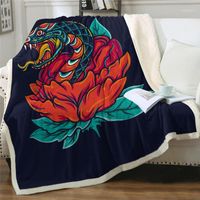 Wholesale Blankets Flower Pink Blanket Snake Plush Watercolor Peony Sherpa Fleece Floral Throw Fashion1